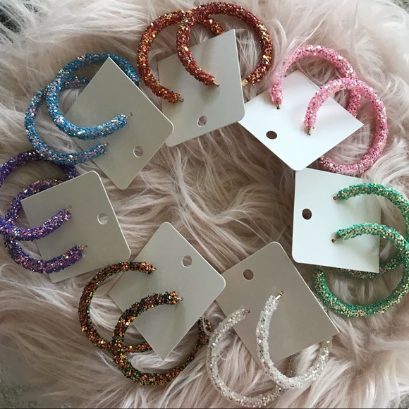 Glitter Hoop Earrings - Picture 5 of 5